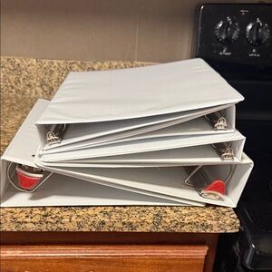 Set of White 5 Ring Binders 3 big 3 small